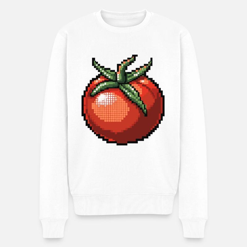 Tomate Pixel Symbol - Männer Premium Bio Pullover - Weiß