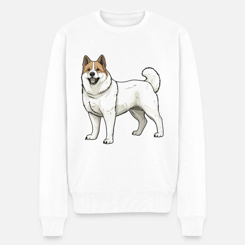 Akita Hund Tier - Männer Premium Bio Pullover - Weiß