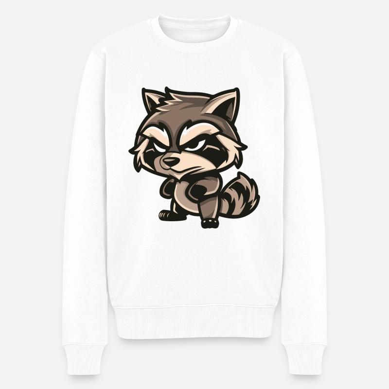 Waschbär Comic - Männer Premium Bio Pullover - Weiß