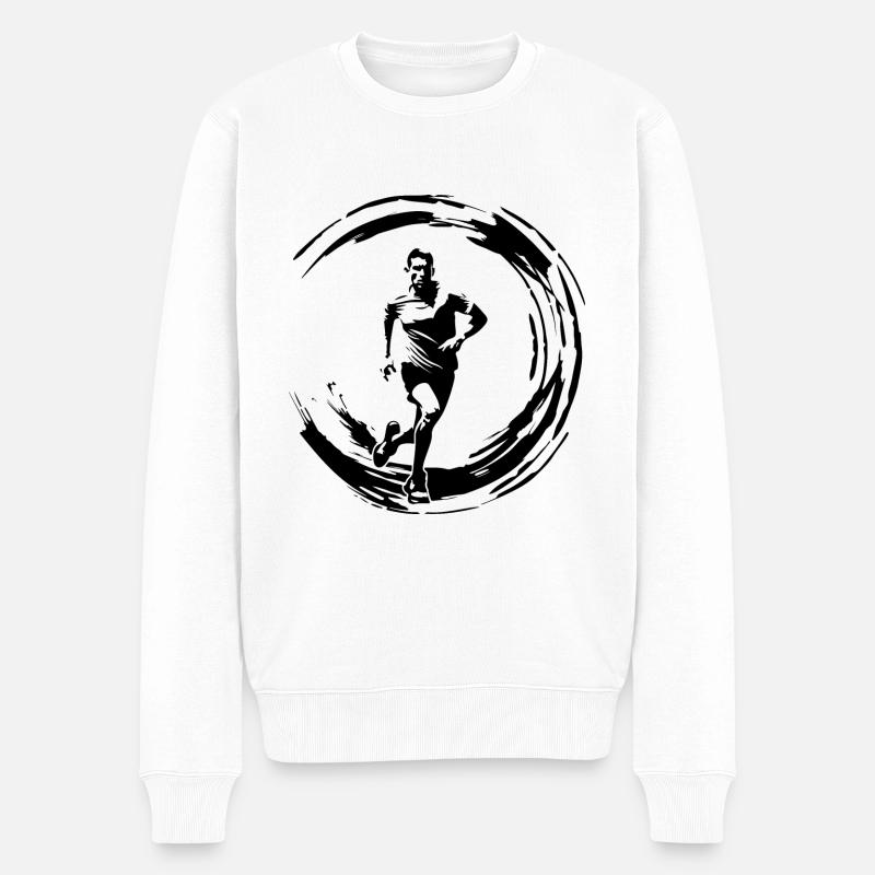 Running Marathon Mann - Männer Premium Bio Pullover - Weiß