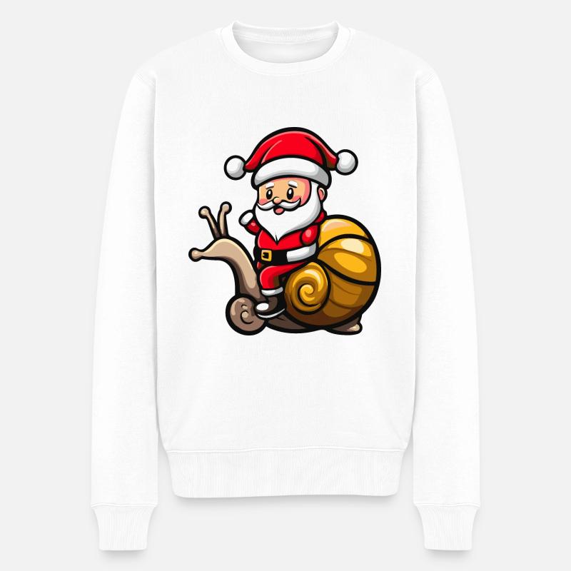 Schnecke Weihnachtsmann - Männer Premium Bio Pullover - Weiß