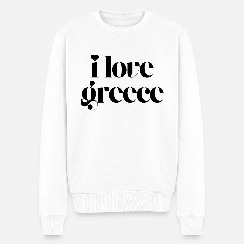 Ich liebe Griechenland - Männer Premium Bio Pullover - Weiß