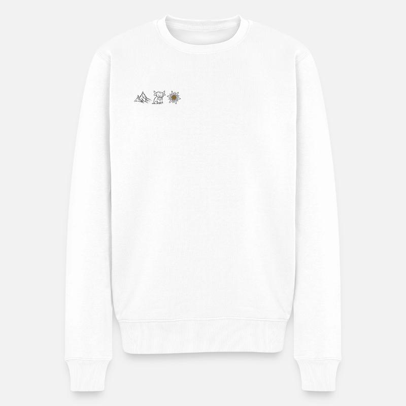 Berge Kuh Edelweiss_Wandershirt - Männer Premium Bio Pullover - Weiß