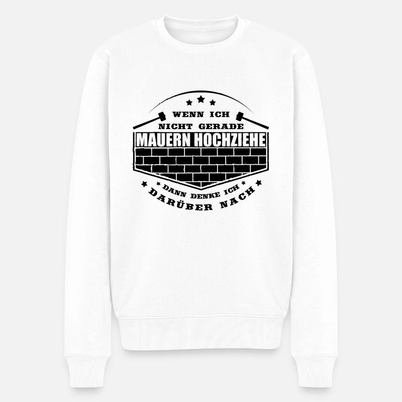 lustige Maurer Sprüche - Männer Premium Bio Pullover - Weiß