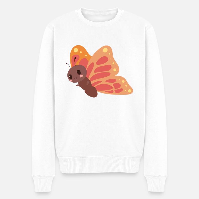 Schmetterling - Männer Premium Bio Pullover - Weiß