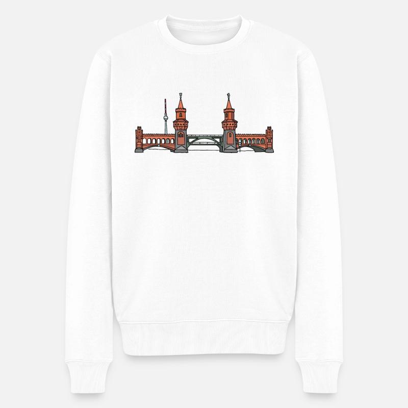 Oberbaumbrücke à BERLIN c - Pull Premium bio Homme - blanc