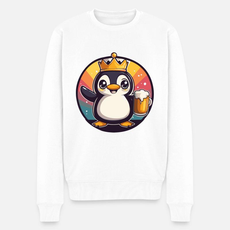 Pinguin Bier Comic - Männer Premium Bio Pullover - Weiß