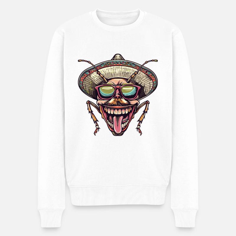 Ameise Lustig Sombrero - Männer Premium Bio Pullover - Weiß