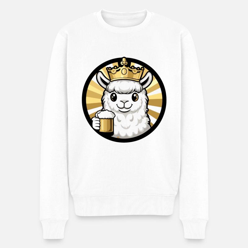Alpaga Llama Bière Bande Dessinée - Pull Premium bio Homme - blanc