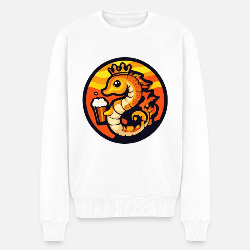 Bande dessinée de bière d’hippocampe - Pull Premium bio Homme - blanc
