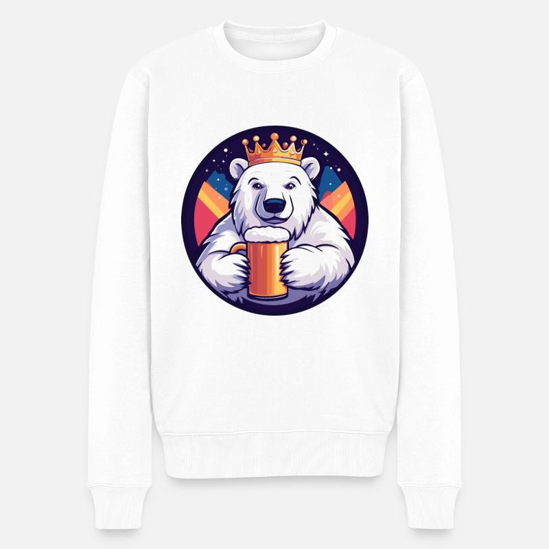 Eisbär Bier Comic - Männer Premium Bio Pullover - Weiß