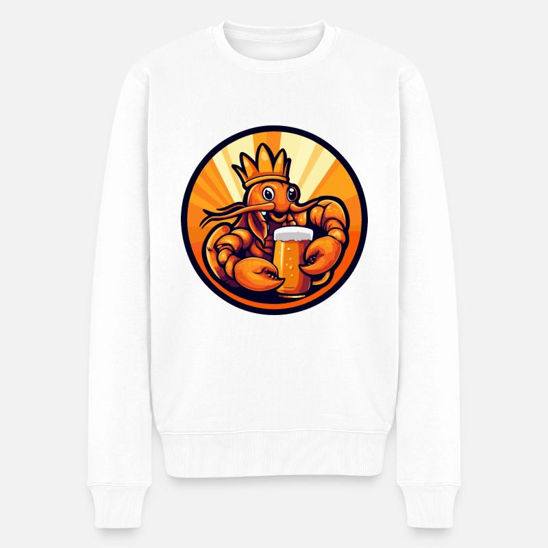 Hummer Krebs Bier Comic - Männer Premium Bio Pullover - Weiß