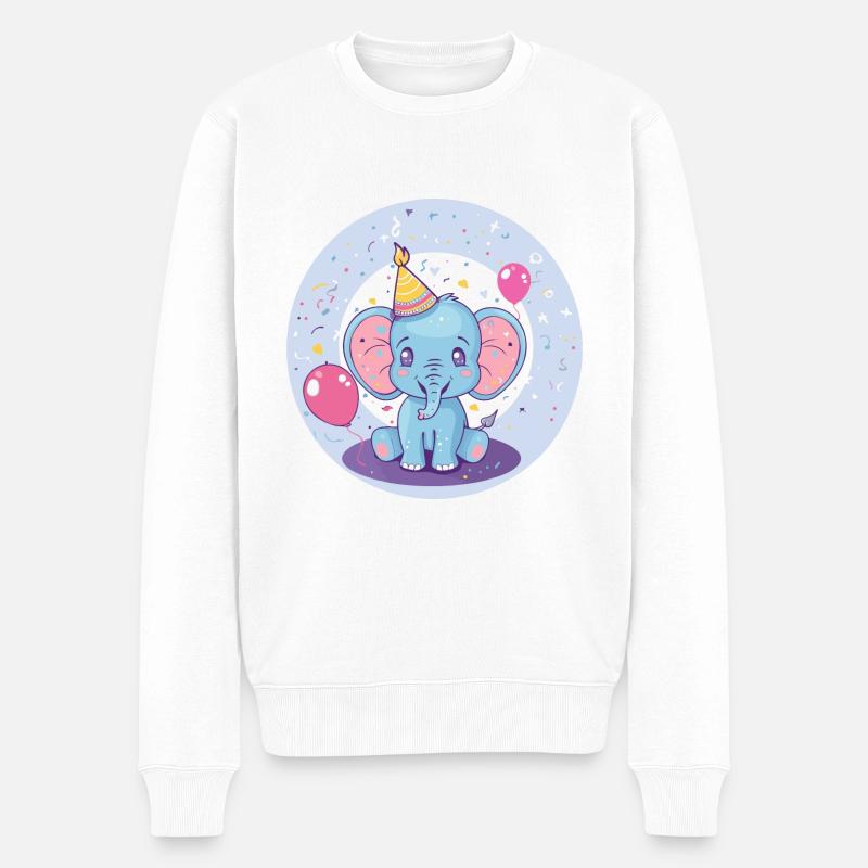 Bande dessinée d’anniversaire d’éléphant - Pull Premium bio Homme - blanc