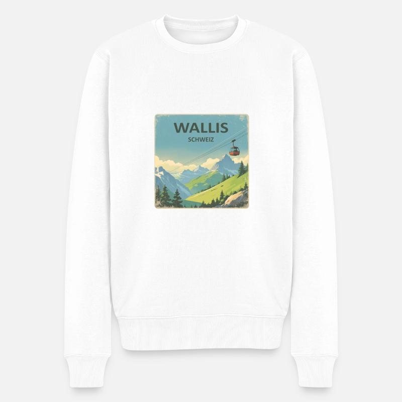 Wallis Schweiz - Männer Premium Bio Pullover - Weiß