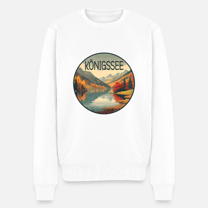 Koenigssee retro bergsee - Männer Premium Bio Pullover - Weiß