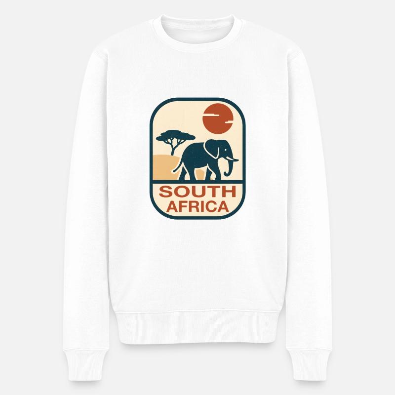 South Africa Elefant Afrika - Männer Premium Bio Pullover - Weiß