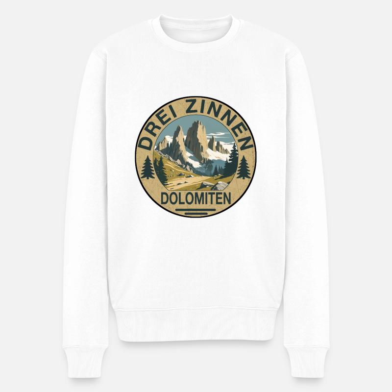 Drei Zinnen rund - Männer Premium Bio Pullover - Weiß