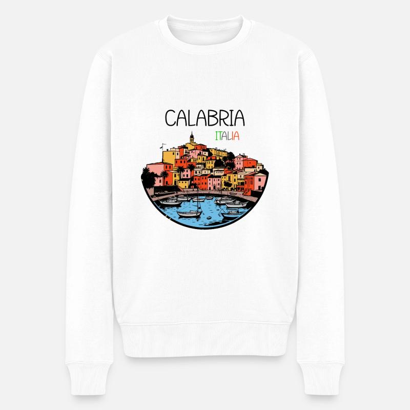 Calabre, Italie - Pull Premium bio Homme - blanc