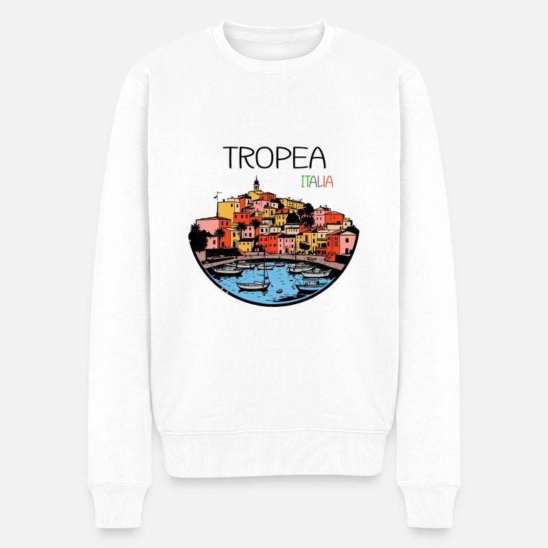 Tropea, Calabre, Italie - Pull Premium bio Homme - blanc