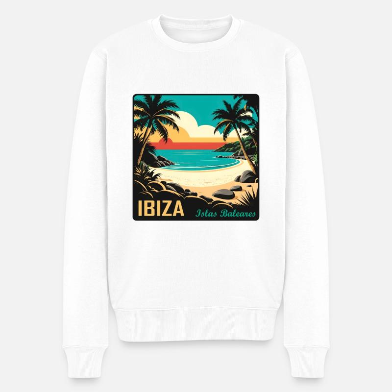 Ibiza Balearen - Männer Premium Bio Pullover - Weiß