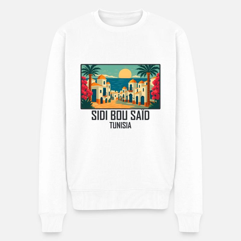 Sidi Bou Saïd Tunisie - Pull Premium bio Homme - blanc