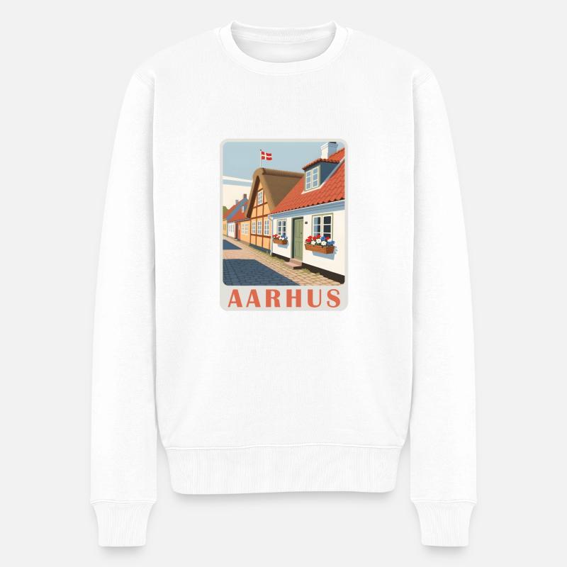Aarhus Dänemark - Männer Premium Bio Pullover - Weiß