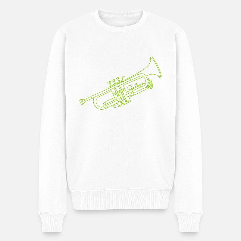 Trompete Blechblasinstrument - Männer Premium Bio Pullover - Weiß