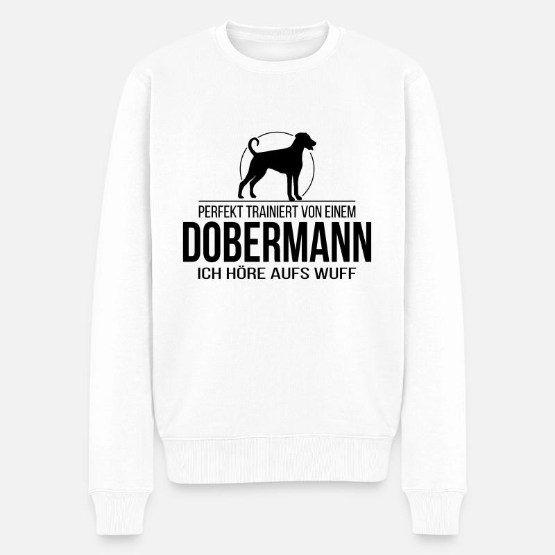 DOBERMANN wuff - Männer Premium Bio Pullover - Weiß