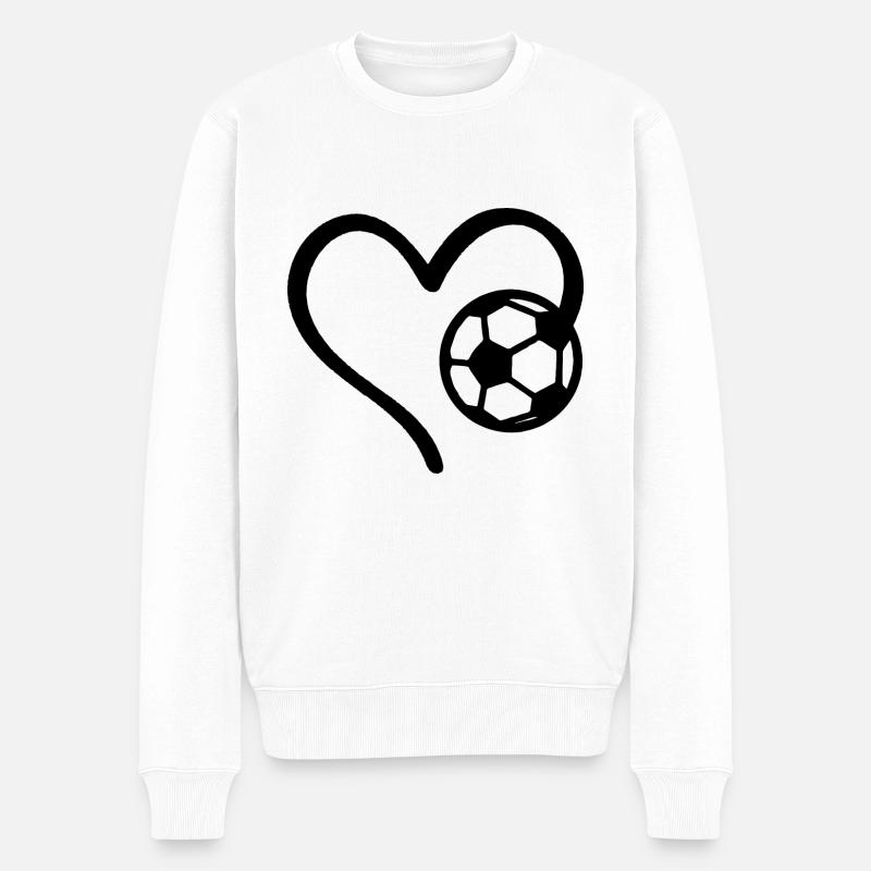 Fußball Herz - Männer Premium Bio Pullover - Weiß
