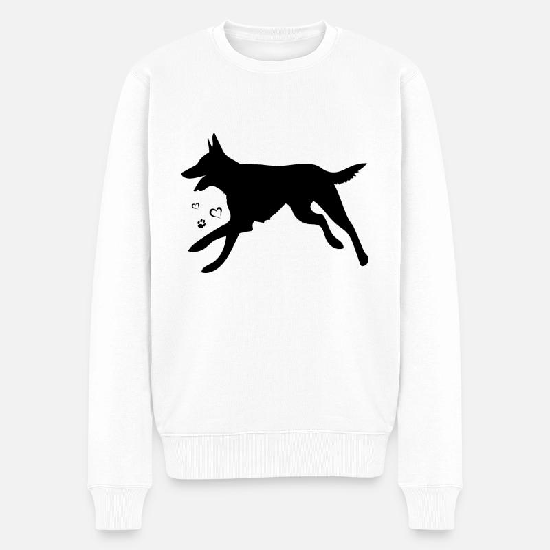 Belgischer Malinois-Schäferhund - Männer Premium Bio Pullover - Weiß