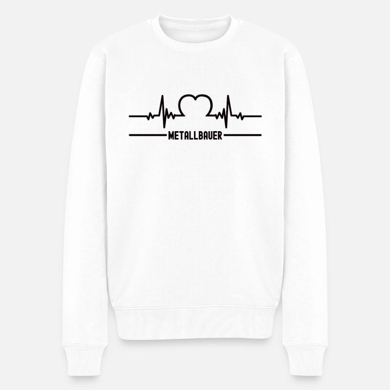 Herzschlag Metallbauer Herz Bester Mann Metallbau - Männer Premium Bio Pullover - Weiß