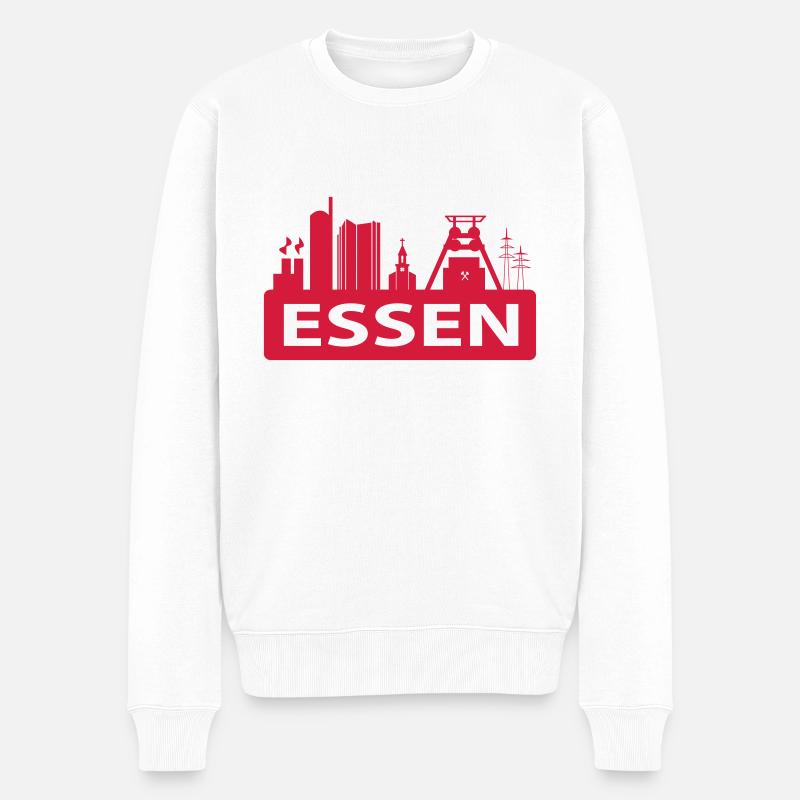 Skyline Stadt Essen - Männer Premium Bio Pullover - Weiß