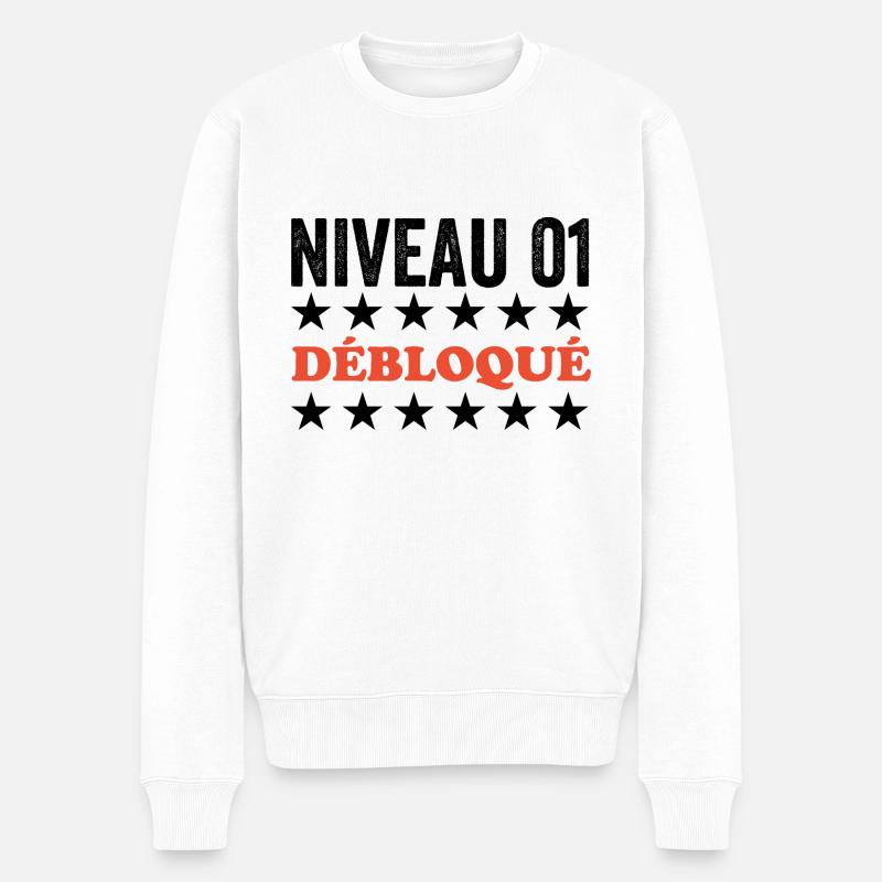 Noces de Coton, Cadeau anniversaire 1 an de mariag - Pull Premium bio Homme - blanc