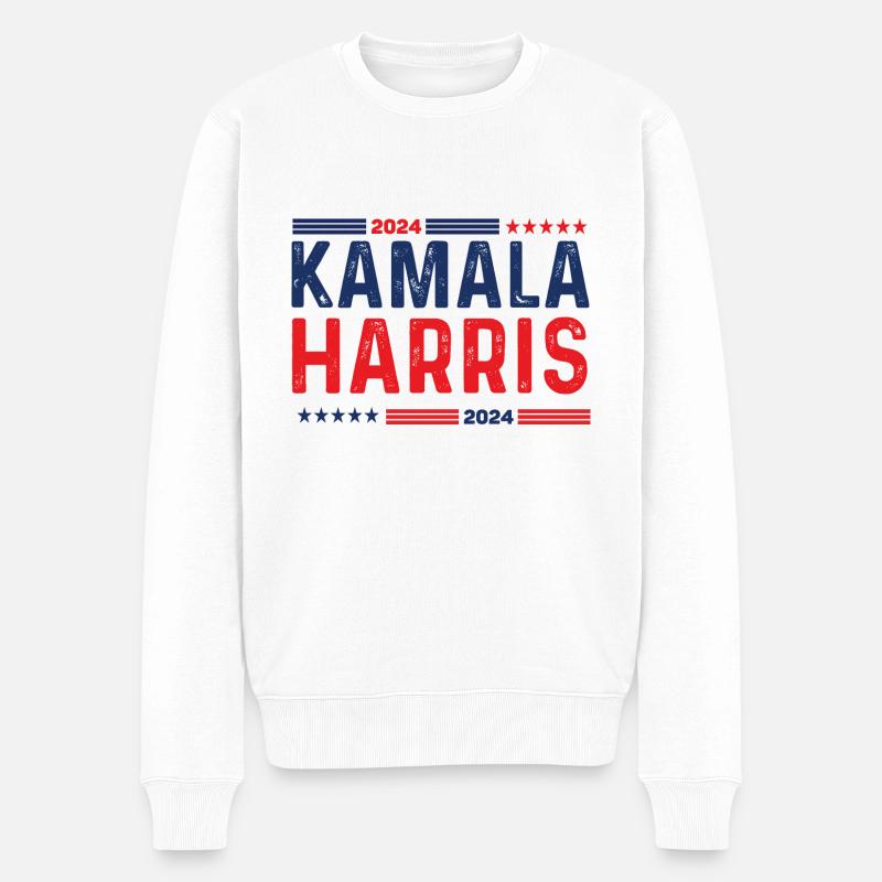 KAMALA HARRIS Amerika - Männer Premium Bio Pullover - Weiß