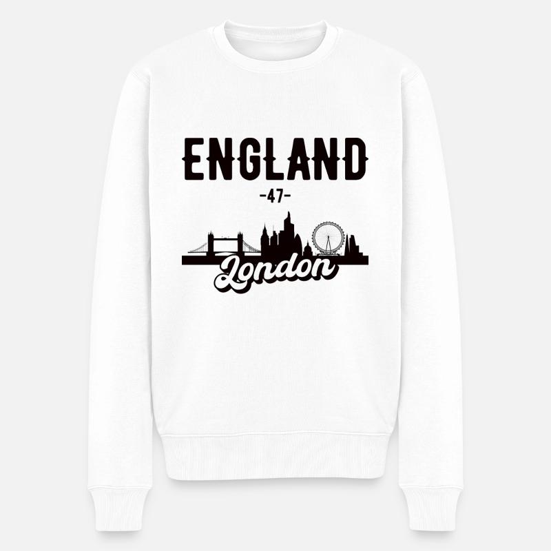 London Skyline England Geschenk - Männer Premium Bio Pullover - Weiß