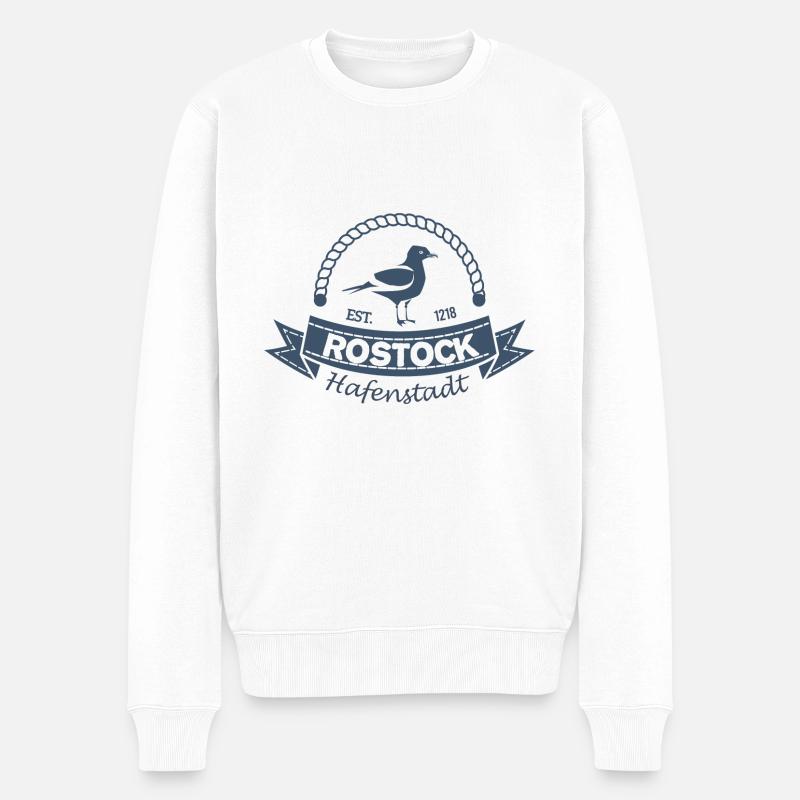 Rostock Ostsee Rostocker Hafen Geschenk - Männer Premium Bio Pullover - Weiß