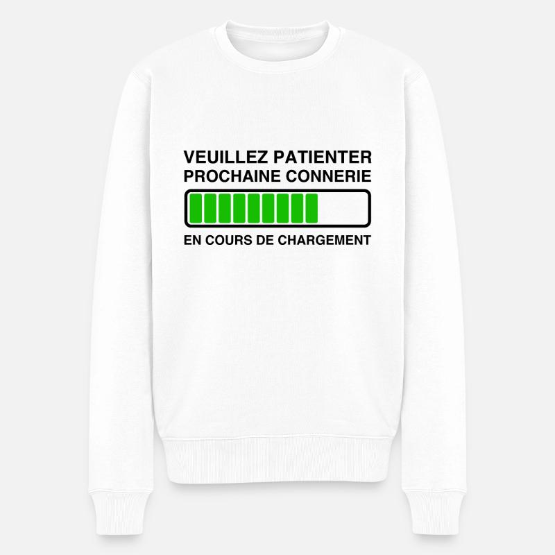 Please Wait Next in progress - Men's Premium Organic Jumper - white