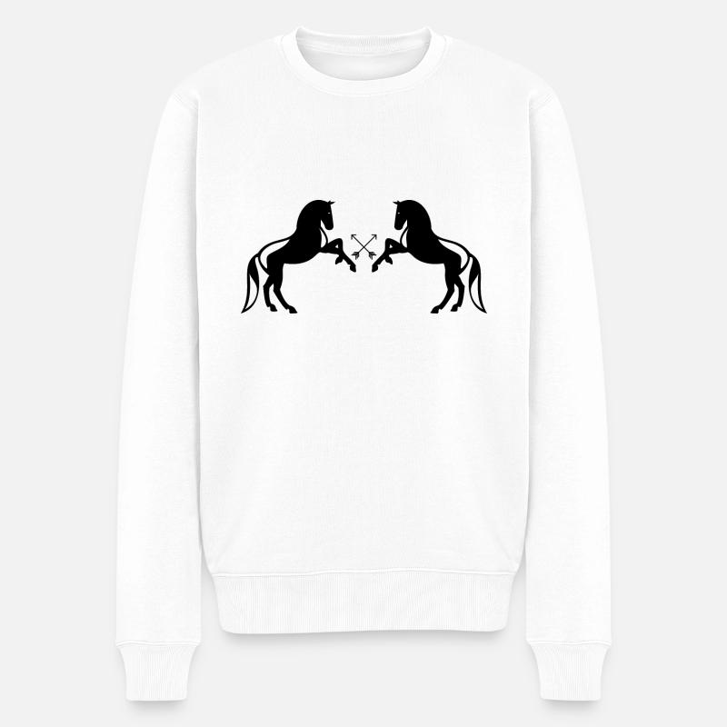 Pferde - Männer Premium Bio Pullover - Weiß