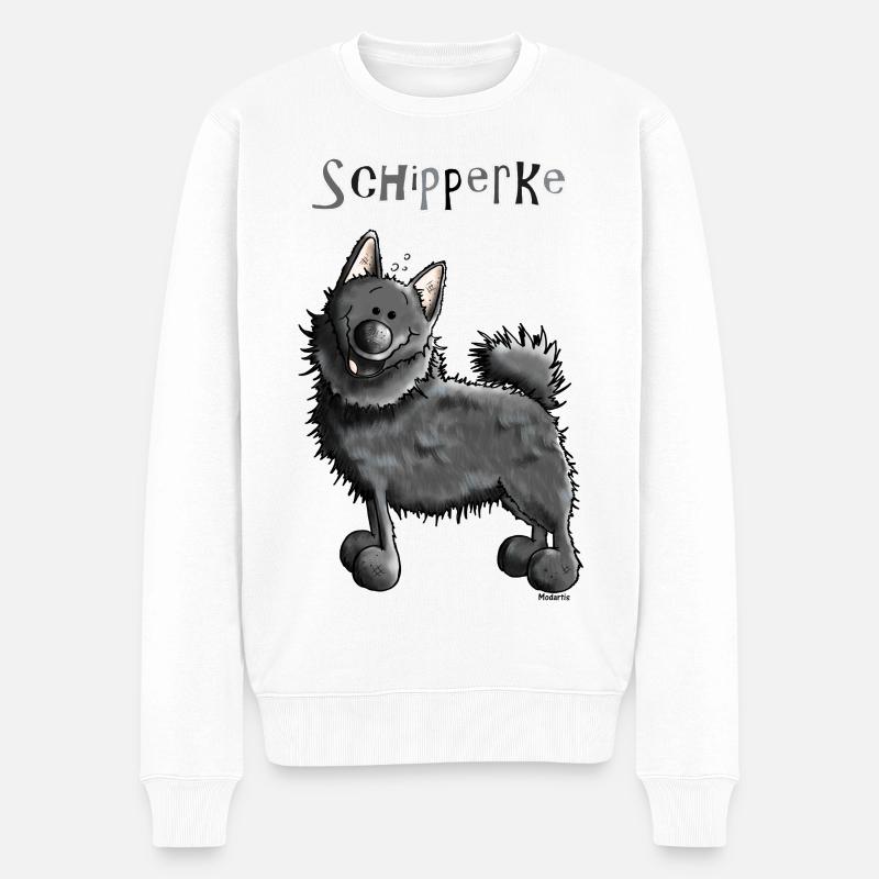 Witziger Schipperke - Hund - Männer Premium Bio Pullover - Weiß