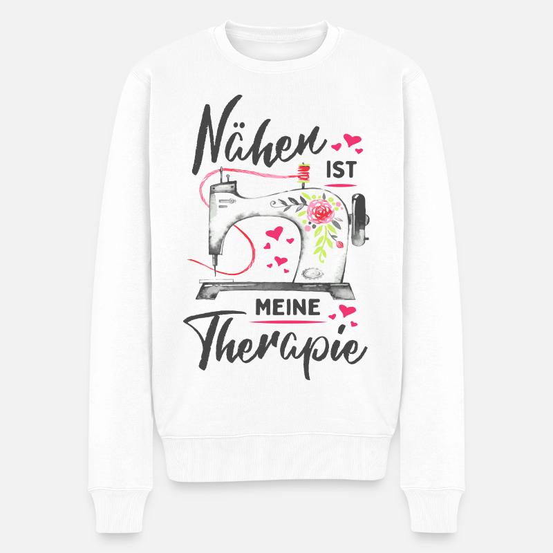 Nähen - Schneider - Therapie - Nähmaschine - Männer Premium Bio Pullover - Weiß