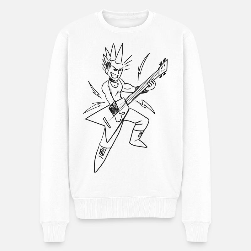 Rocker / Gitarrist - Männer Premium Bio Pullover - Weiß