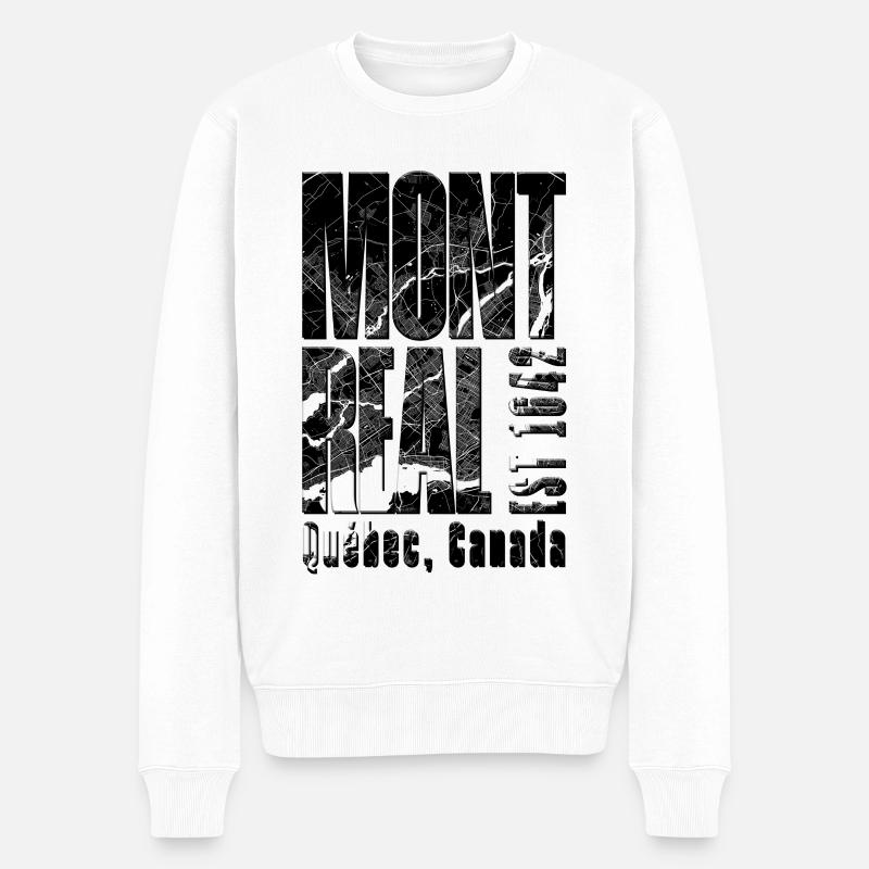 Montreal Kanada Design mit Stadtkarte - Männer Premium Bio Pullover - Weiß