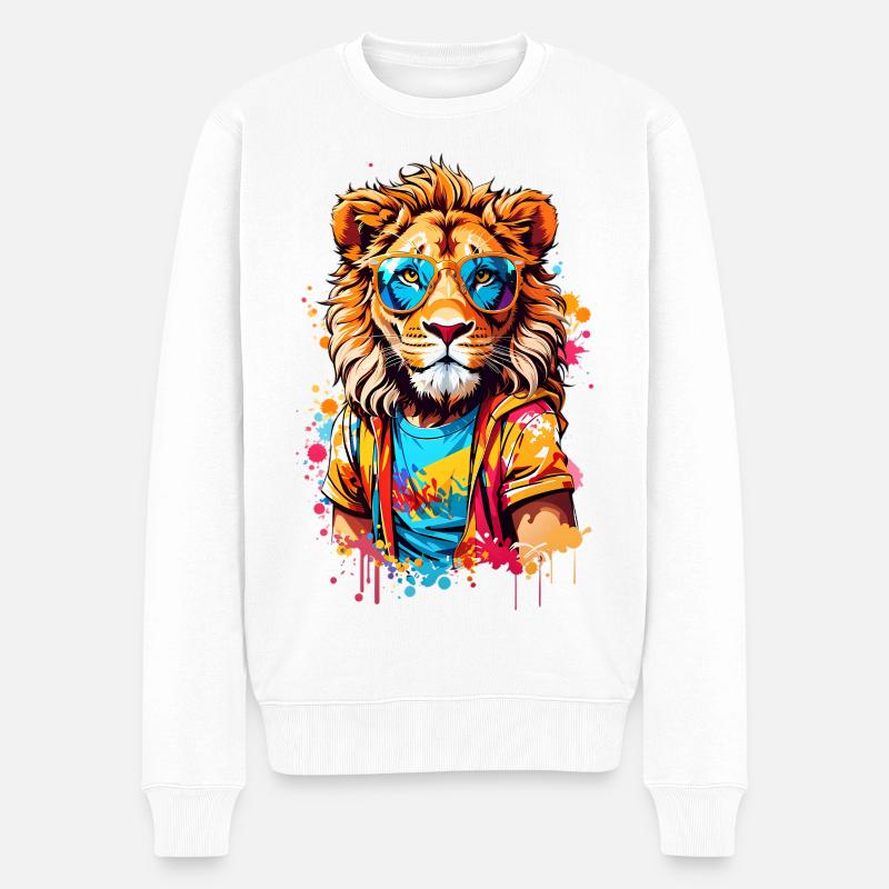 Coole Löwe - Männer Premium Bio Pullover - Weiß