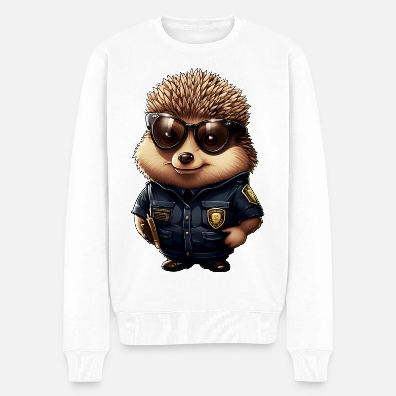 Igel Polizei - Männer Premium Bio Pullover - Weiß