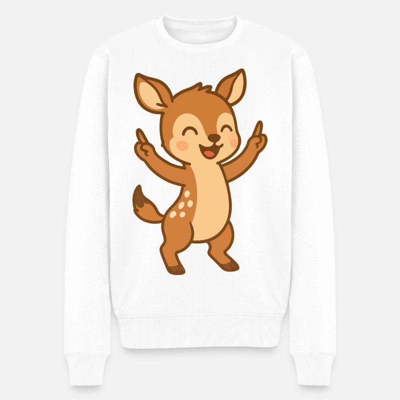 Tanzendes Hirschbaby - Männer Premium Bio Pullover - Weiß