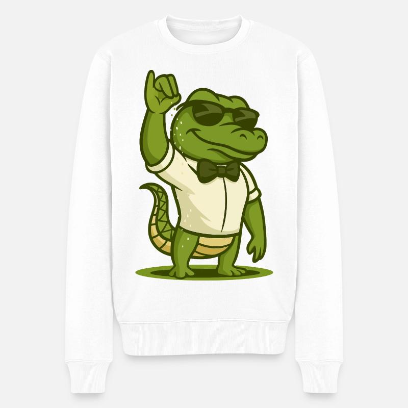 Salzstreuer-Krokodil - Männer Premium Bio Pullover - Weiß
