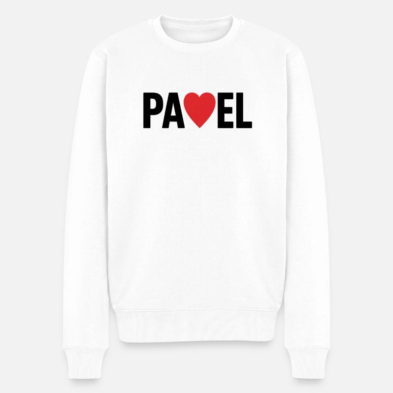 Padel Herz Logo - Männer Premium Bio Pullover - Weiß