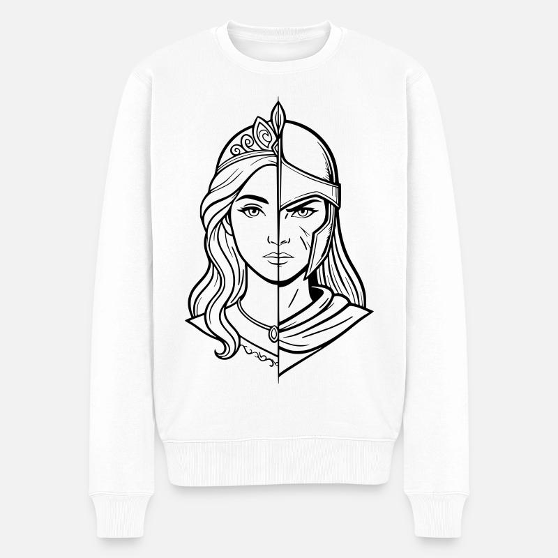 Prinzessin & Kriegerin - Männer Premium Bio Pullover - Weiß