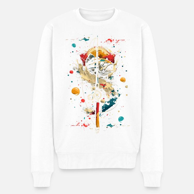 Angeln - Männer Premium Bio Pullover - Weiß