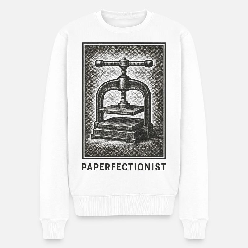 Papier-Perfektionist | Buchbinden, Buchpresse - Männer Premium Bio Pullover - Weiß